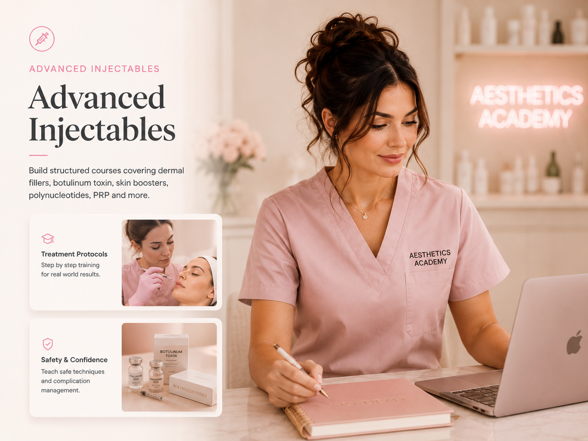 an online training portal for training academies doing beauty treatments 